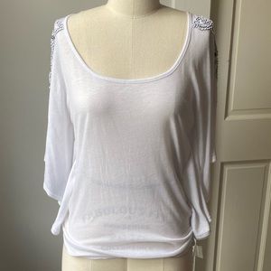 NWT Bebe Flowy Embellished Top Size Small